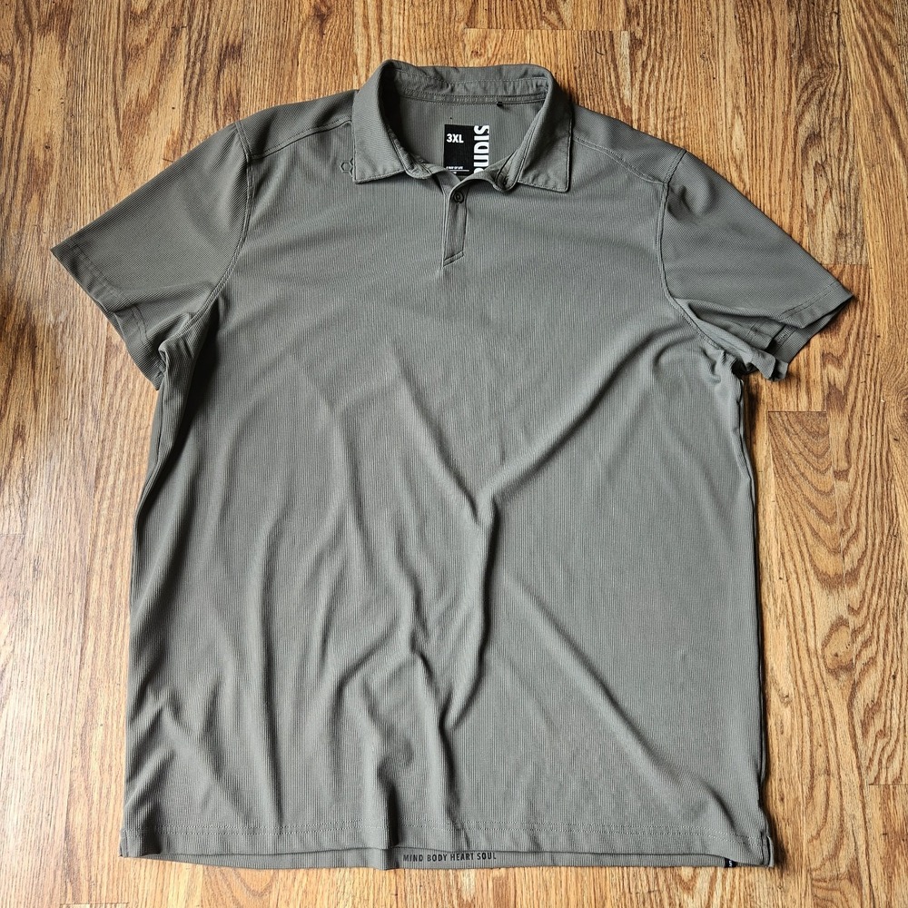 RUDIS Men 3XL Polo Shirt Olive Green Performance Wrestling XXXL Logo Waffle Knit